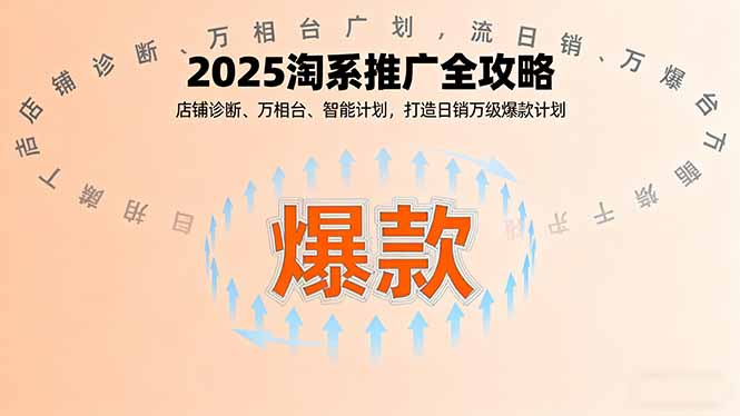 2025淘系推广全攻略，店铺诊断、万相台、智能计划，打造日销万级爆款计划-北风网赚