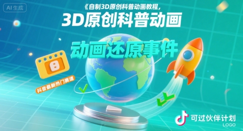 自制3D原创科普动画教程,动画还原事件,抖音最新热门赛道,可过伙伴计划-北风网赚