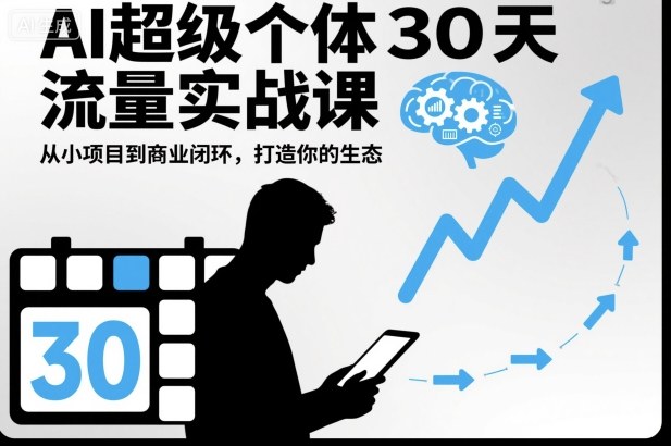 AI超级个体30天流量实战课，从小项目到商业闭环，打造你的生态-北风网赚