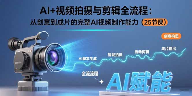 AI+视频拍摄与剪辑全流程:从创意到成片的完整AI视频制作能力(25节课-北风网赚