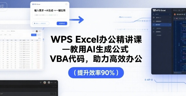 WPS Excel办公精讲课,教用 AI 生成公式,VBA 代码,助力高效办公-北风网赚