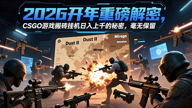 2026开年重磅解密，CSGO游戏搬砖挂机日入上千的秘密，毫无保留-北风网赚