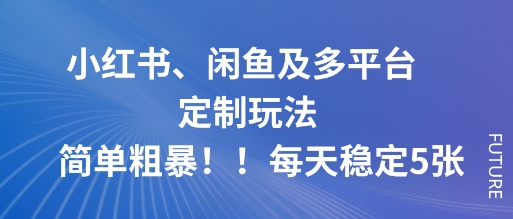 小红书、闲鱼及多平台定制玩法简单粗暴!每天稳定5张-北风网赚