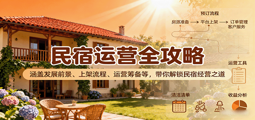 民宿运营全攻略:涵盖发展前景、上架流程、运营筹备等,带你解锁民宿经营之道-北风网赚