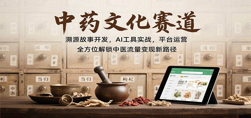 中药文化赛道：溯源故事开发，AI工具实战，平台运营，全方位解锁中医流量变现新路径-北风网赚