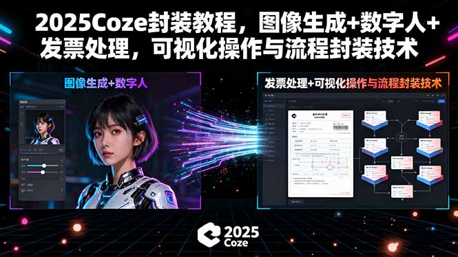 2025Coze封装教程，图像生成+数字人+发票处理，可视化操作与流程封装技术-北风网赚