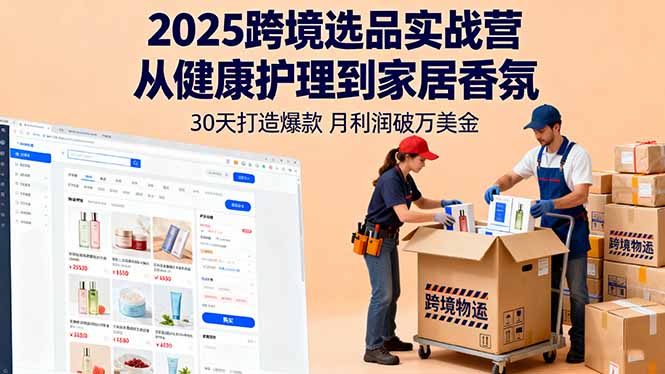 2025跨境选品实战营：从健康护理到家居香氛，30天打造爆款,月利润破万美金-北风网赚