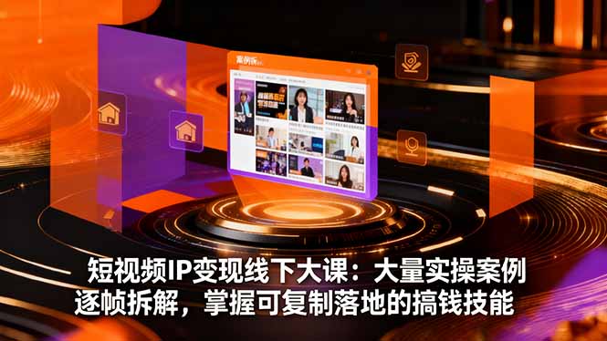短视频IP变现线下大课：大量实操案例逐帧拆解，掌握可复制落地的搞钱技能-北风网赚