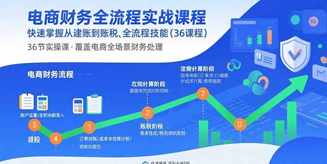 电商财务全流程实战课程:快速掌握从建账到报税的全流程技能(36节课-北风网赚