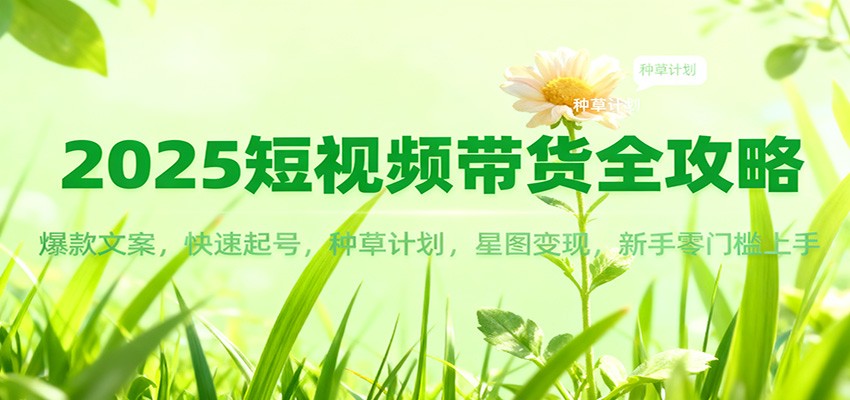 2025短视频带货全攻略：爆款文案，快速起号，种草计划，星图变现，新手零门槛上手-北风网赚