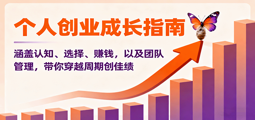 个人创业成长指南：涵盖认知、选择、赚钱，以及团队管理，带你穿越周期创佳绩-北风网赚