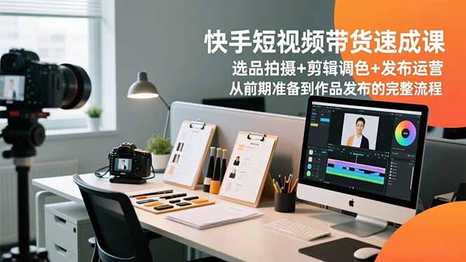 快手短视频带货速成课，选品拍摄+剪辑调色+发布运营，从前期准备到作品发布的完整流程-北风网赚