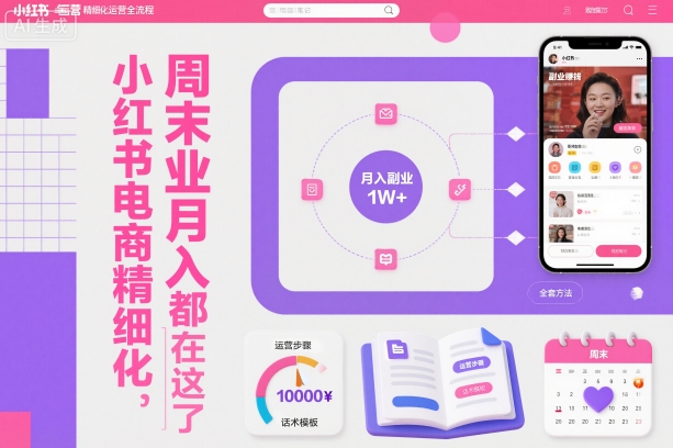 小红书电商精细化运营全流程，周末副业月入1W+，全套方法都在这了-北风网赚