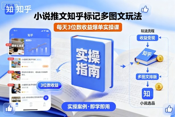 小说推文知乎标记多图文玩法，每天3位数收益爆单实操课-北风网赚