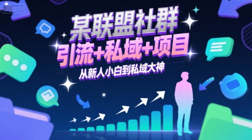 某联盟社群，引流+私域+项目，从新人小白到私域大神-北风网赚