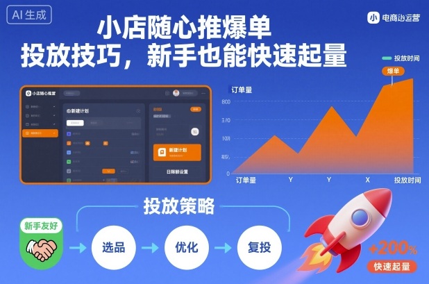 小店随心推爆单投放技巧，新手也能快速起量-北风网赚