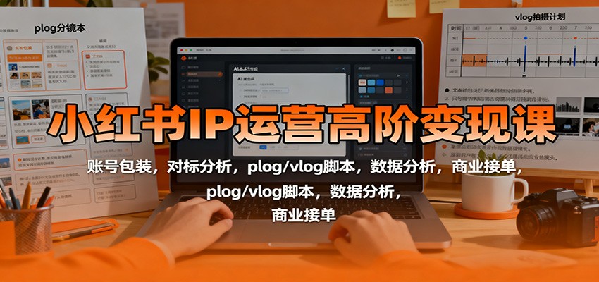 小红书IP运营高阶变现课：账号包装，对标分析，plog/vlog脚本，数据分析，商业接单-北风网赚