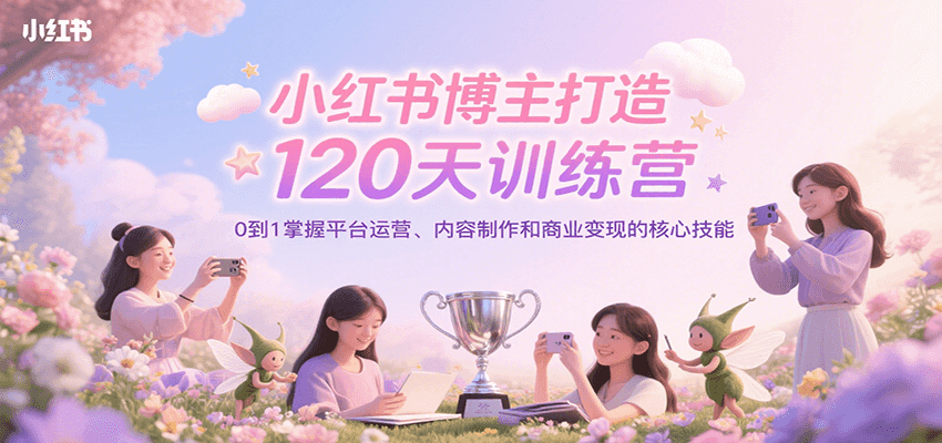小红书博主打造120天训练营,0到1掌握平台运营、内容制作和商业变现-北风网赚
