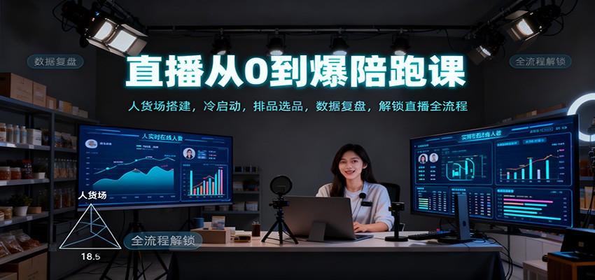 直播从0到爆陪跑课:人货场搭建,冷启动,排品选品,数据复盘,解锁直播全流程-北风网赚