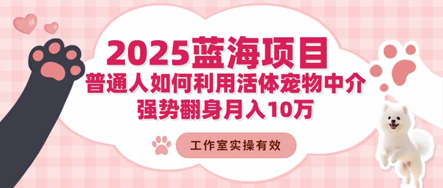 2025蓝海项目:普通人如何利用活体宠物中介,强势翻身月入10万-北风网赚