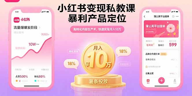 小红书变现私教课,暴利产品定位,高转化内容生产术,快速实现月入10万-北风网赚