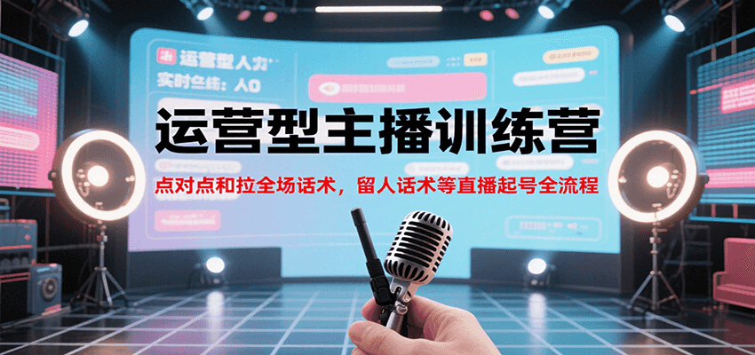 运营型主播训练营，点对点和拉全场话术，留人话术等直播起号全流程(更新8月)-北风网赚