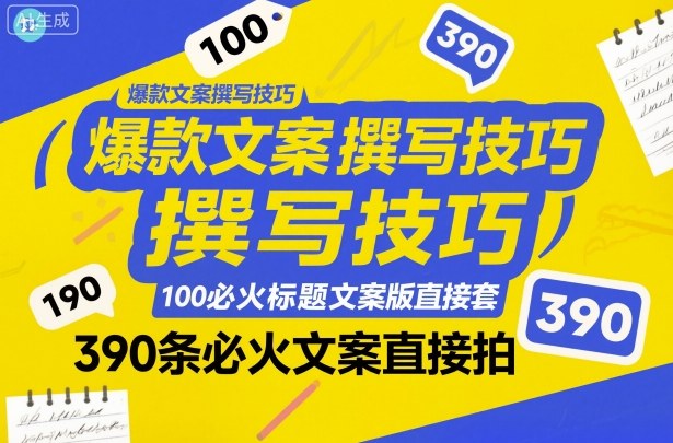 爆款文案撰写技巧，100个必火标题文案模版直接套，390条必火文案直接拍-北风网赚