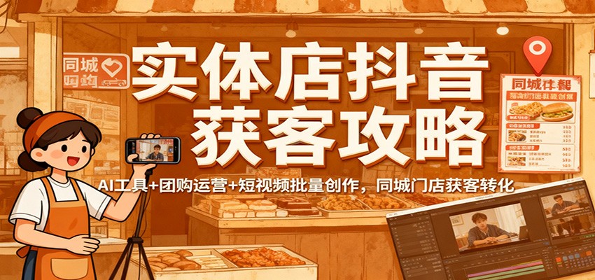 实体店抖音获客攻略:AI工具+团购运营+短视频批量创作,同城门店获客转化-北风网赚