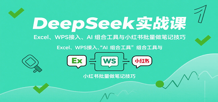 DeepSeek实战课：Excel、WPS接入、AI 组合工具与小红书批量做笔记技巧-北风网赚