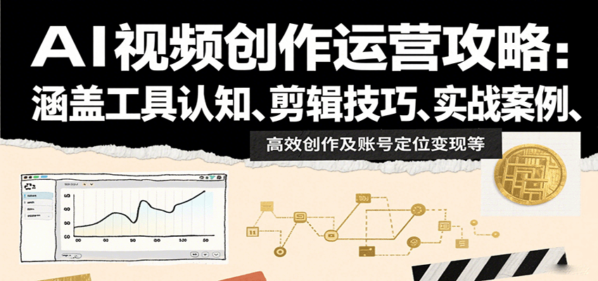 AI视频创作运营攻略:涵盖工具认知、剪辑技巧、实战案例、高效创作及账号定位变现等-北风网赚