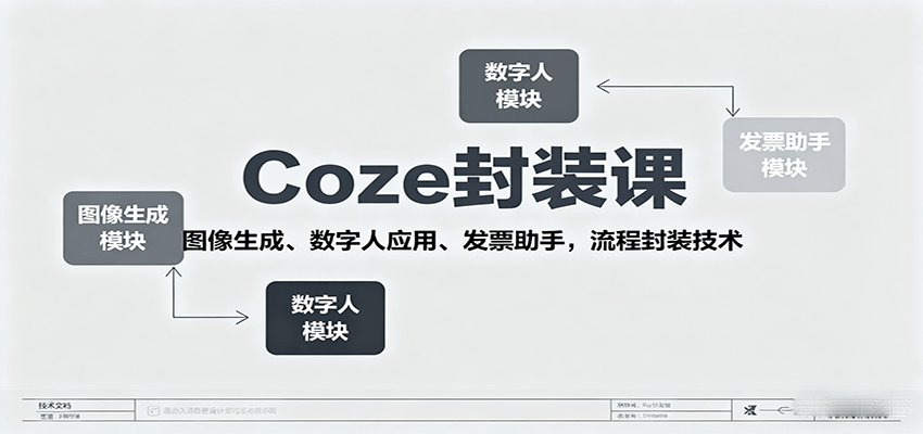 Coze封装课,图像生成、数字人应用、发票助手,流程封装技术-北风网赚