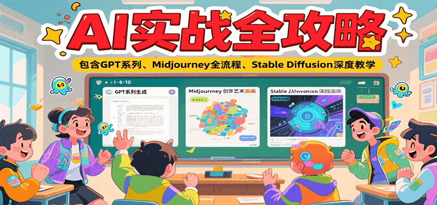 AI实战全攻略，包含GPT系列、Midjourney全流程、Stable Diffusion深度教学-北风网赚