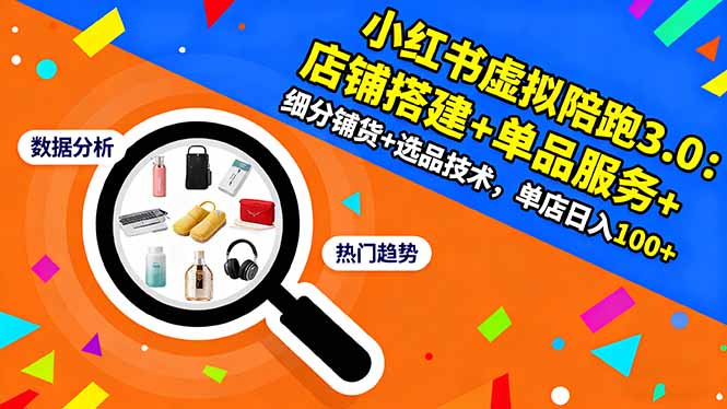 小红书虚拟陪跑3.0:店铺搭建+单品服务+细分铺货+选品技术,单店日入100+-北风网赚