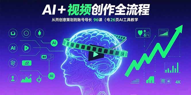 AI+短视频创作全流程：从创意策划到账号增长，96节课(含26项AI工具教学-北风网赚