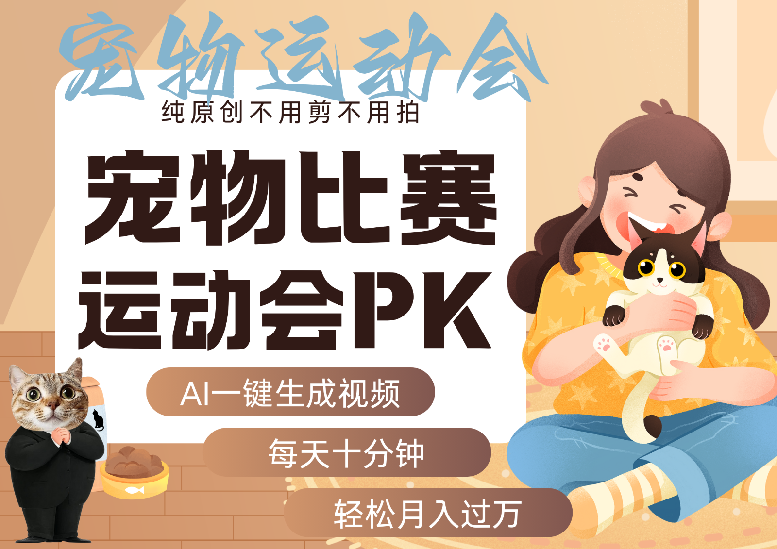 AI萌宠运动员跳水 射击 篮球 足球比赛 每天十分钟 附详细提示词文案库 代替做…-北风网赚