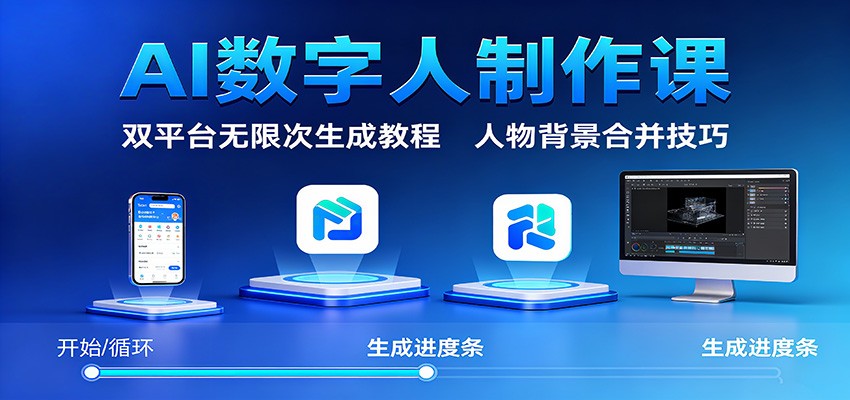 AI数字人制作课：双平台无限次生成教程，人物背景合并技巧-北风网赚