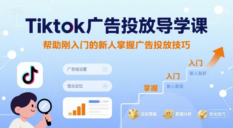 Tiktok广告投放导学课，帮助刚入门的新人掌握广告投放技巧-北风网赚