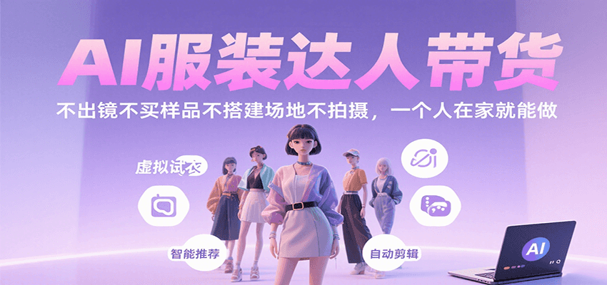 AI服装达人带货,不出镜不买样品不搭建场地不拍摄,一个人在家就能做-北风网赚