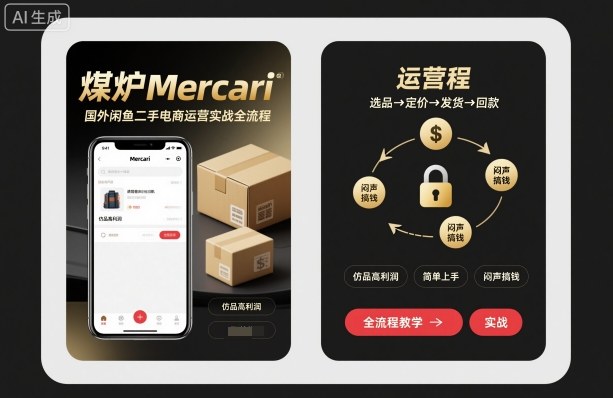 煤炉Mercari国外闲鱼二手电商运营实战全流程,仿品高利润,简单上手,闷声搞钱-北风网赚
