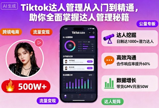 Tiktok达人管理从入门到精通，助你全面掌握达人管理秘籍-北风网赚