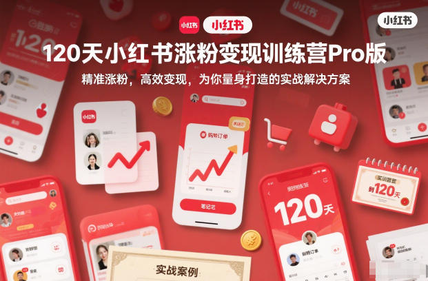120天小红书涨粉变现训练营Pro版，精准涨粉，高效变现，为你量身打造的实战解决方案-北风网赚