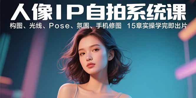 人像IP自拍系统课:构图、光线、Pose、氛围、手机修图 15章实操学完即出片-北风网赚